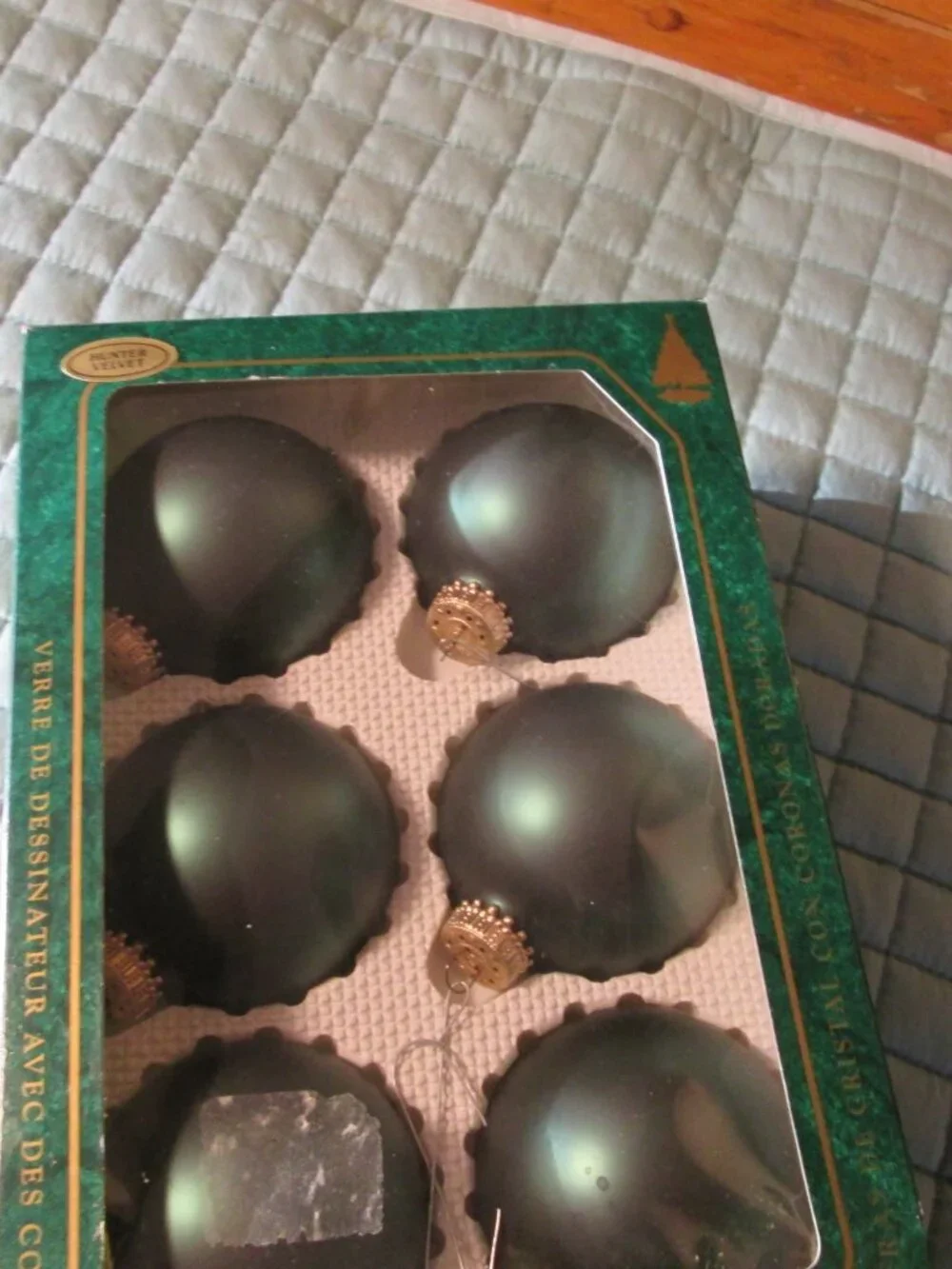 vintage krebs green hunter velvet ornaments in box elegant Krebs